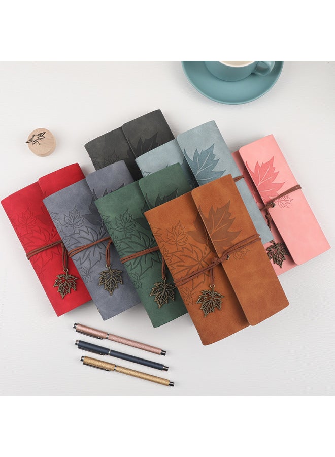 Boyi Retro Travel Pu Hand Ledger Soft Leather Loose-leaf Notebook A6a7 Portable Notebook Maple Leaf Diary - Image 3
