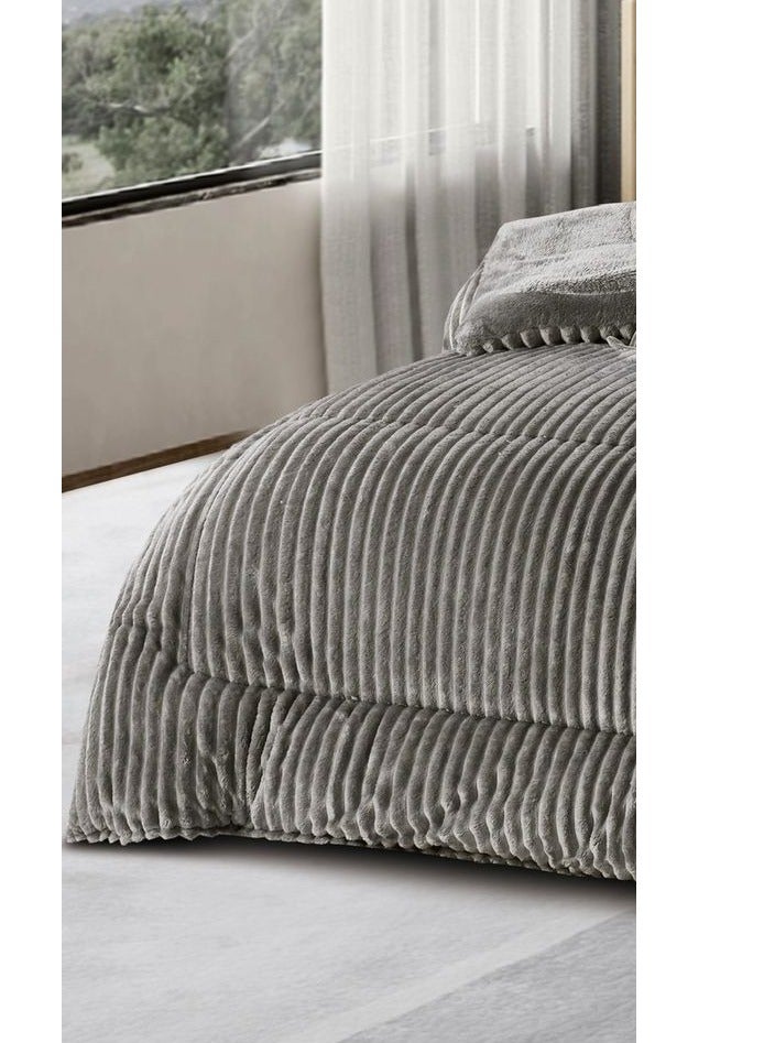 مينجلي طقم لحاف  نفرين شتوي من المخمل  الفخم والفرو ليمنحك الشعور بالدفىء والراحة مقاس 230*250سم - Image 2