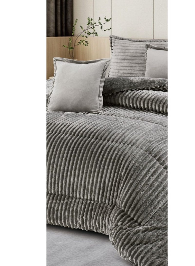 مينجلي طقم لحاف  نفرين شتوي من المخمل  الفخم والفرو ليمنحك الشعور بالدفىء والراحة مقاس 230*250سم - Image 3