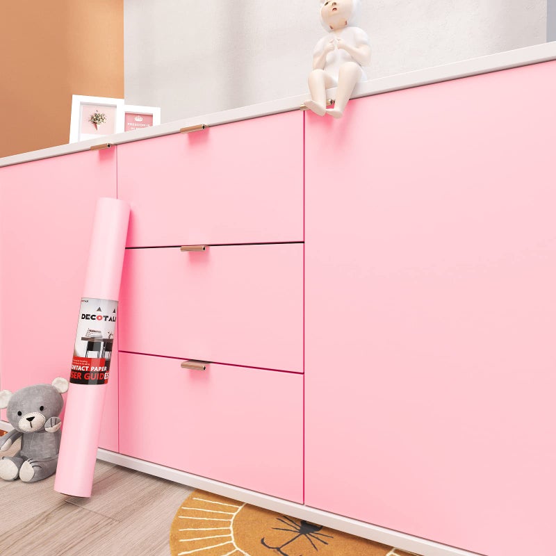 Decotalk Pink Peel and Stick Wallpaper Pink Contact Paper for Cabinets Removable Wallpaper for Bedroom Girls Shelves Decorative Wallpaper Self Adhesive Solid Color Wrapping Paper Matte 12x120