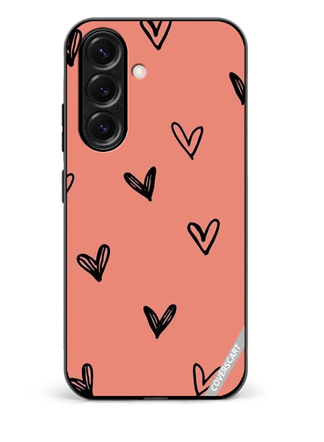 Protective Case Cover For Samsung Galaxy S25 Plus Flying Hearts Sketch Design Multicolour