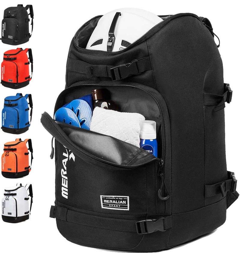 MERALIAN Ski Boot Bag - 50L Ski Boot Travel Backpack Waterproof Snowboard Boot Backpack for Travel Stores Gear Including Helmet, Goggles and Outerwear.(BLK-01) - Image 1