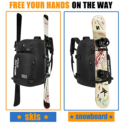 MERALIAN Ski Boot Bag - 50L Ski Boot Travel Backpack Waterproof Snowboard Boot Backpack for Travel Stores Gear Including Helmet, Goggles and Outerwear.(BLK-01) - Image 3