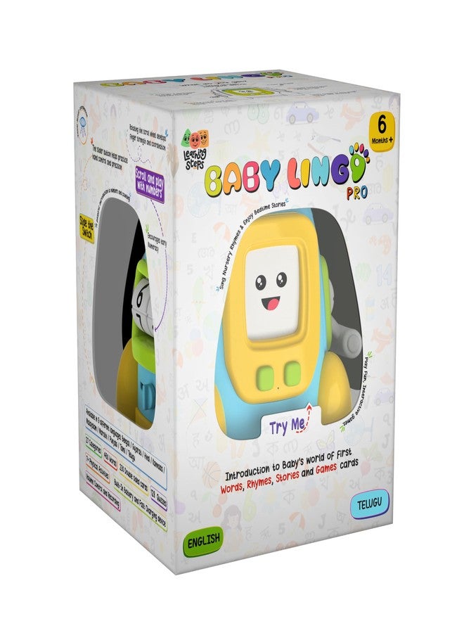 Learning Steps - Baby Lingo Pro, Montessori Games, Multilingual Toy, Screen-Free Quiz Games, Vocabulary Building, Interactive Educational Toy for 1 to 5 Year Old Kids. English - Telugu - Image 1