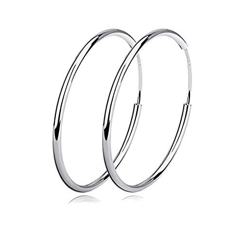 YFN Hoop Earrings Sterling Silver Polished Round Circle Endless Earrings for Women Diameter 30 mm - Image 1