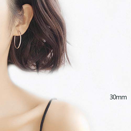 YFN Hoop Earrings Sterling Silver Polished Round Circle Endless Earrings for Women Diameter 30 mm - Image 2