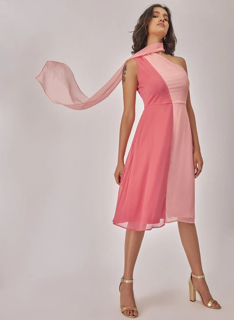 The Label Life Rose Colourblock Wrap Neck Dress