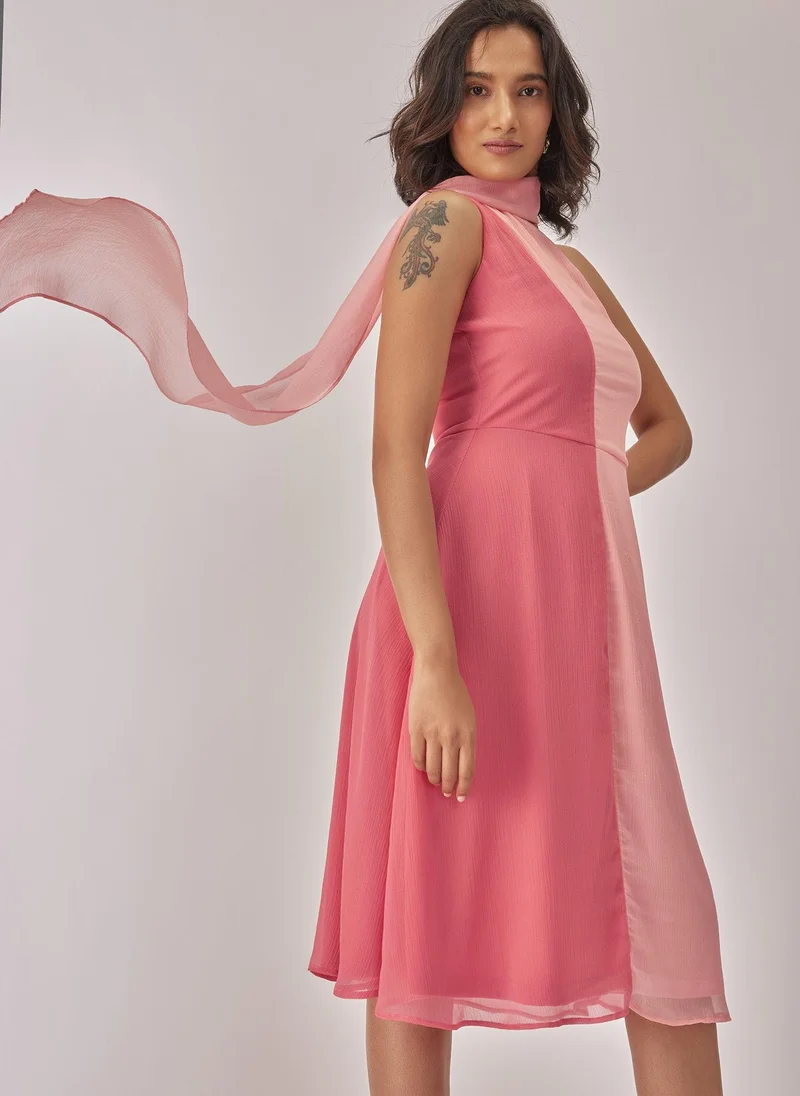 The Label Life Rose Colourblock Wrap Neck Dress