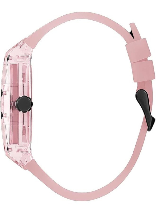 GUESS Men's Sporting Pink Limited Edition 43MM Pink & Black Watch, Pink - Image 2
