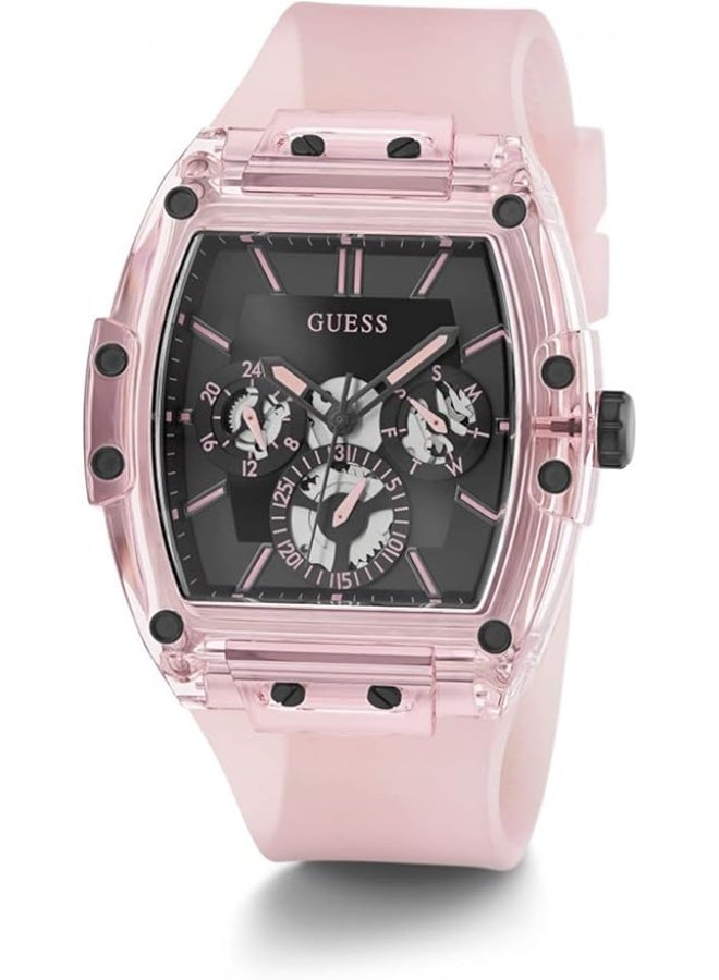 GUESS Men's Sporting Pink Limited Edition 43MM Pink & Black Watch, Pink - Image 4