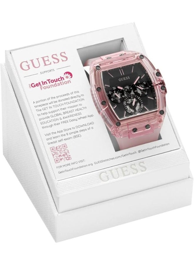 GUESS Men's Sporting Pink Limited Edition 43MM Pink & Black Watch, Pink - Image 5