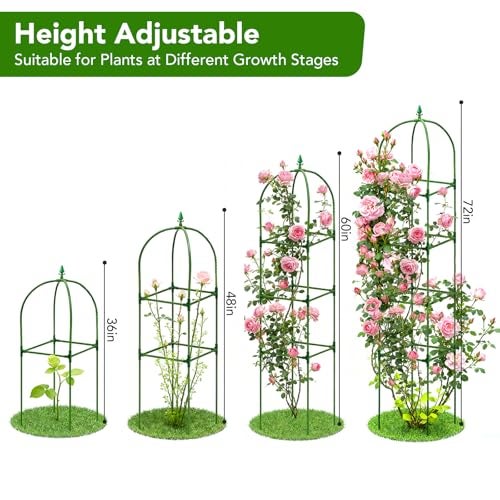 Monirsen 2 Pack Garden Obelisk Trellis for Climbing Plants, 72" Metal Rustproof Rose Trellis, Tower Potted Cages Plant Support for Flowers/Vegetables/Vines, Indoor Outdoor Garden Patio - Image 2