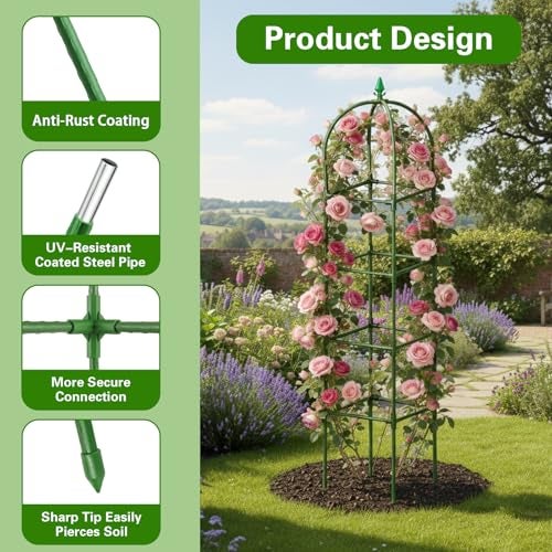 Monirsen 2 Pack Garden Obelisk Trellis for Climbing Plants, 72" Metal Rustproof Rose Trellis, Tower Potted Cages Plant Support for Flowers/Vegetables/Vines, Indoor Outdoor Garden Patio - Image 3