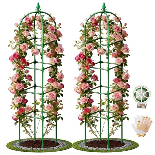 Monirsen 2 Pack Garden Obelisk Trellis for Climbing Plants, 72" Metal Rustproof Rose Trellis, Tower Potted Cages Plant Support for Flowers/Vegetables/Vines, Indoor Outdoor Garden Patio - Image 1