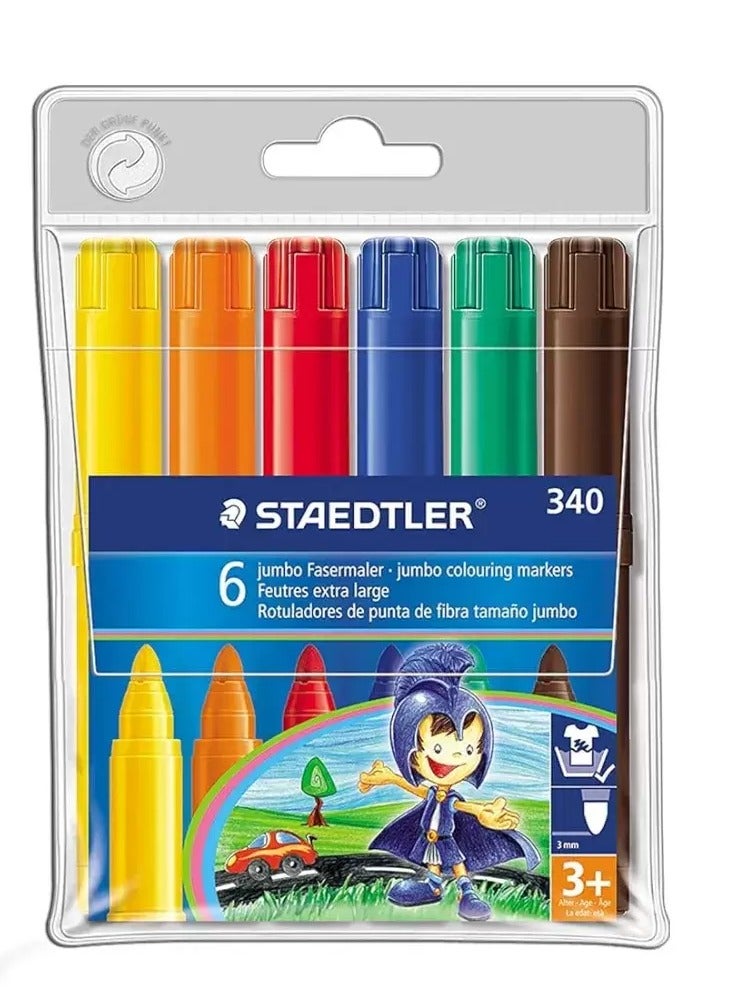 STAEDTLER ماركر تلوين جامبو من ستيدلر بألوان متنوعة - 6 قطع