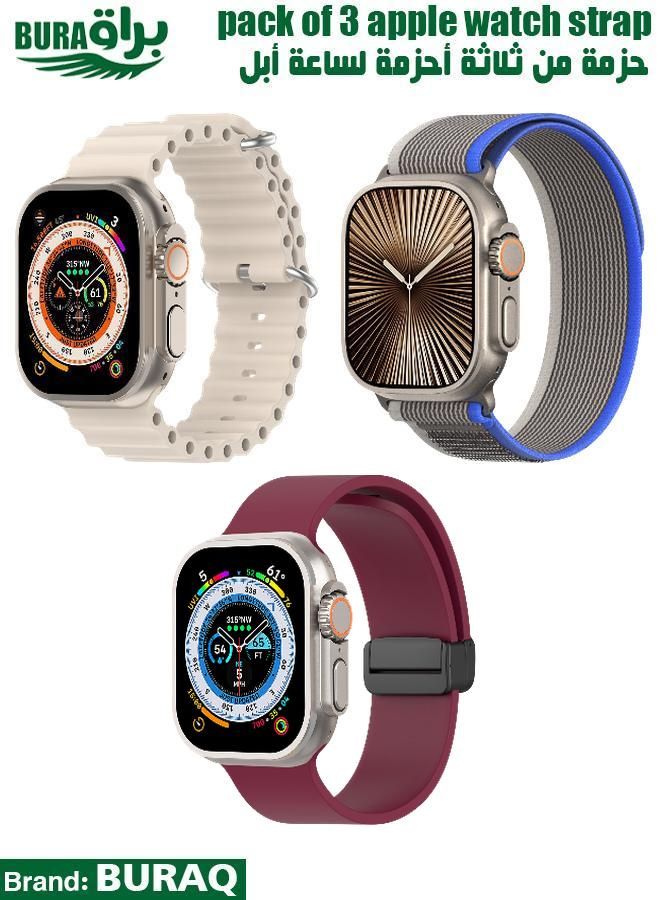 BURAQ Apple Watch Band Strap For Apple Watch Ultra 2/Ultra 49mm, Series 10 46mm, 9/8/7 45mm, SE2/SE/6/5/4 44mm, 3/2/1 42mm