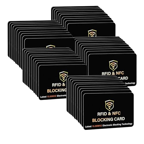 SaiTech IT 50 Pack RFID Blocking Card One Card Protects Entire Wallet Purse NFC Contactless Bank Debit Credit Card Protector ID ATM Guard Card BlockerBlack - Image 1