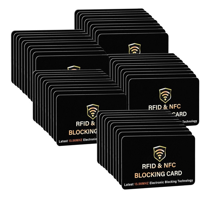 SaiTech IT 50 Pack RFID Blocking Card One Card Protects Entire Wallet Purse NFC Contactless Bank Debit Credit Card Protector ID ATM Guard Card BlockerBlack - Image 2