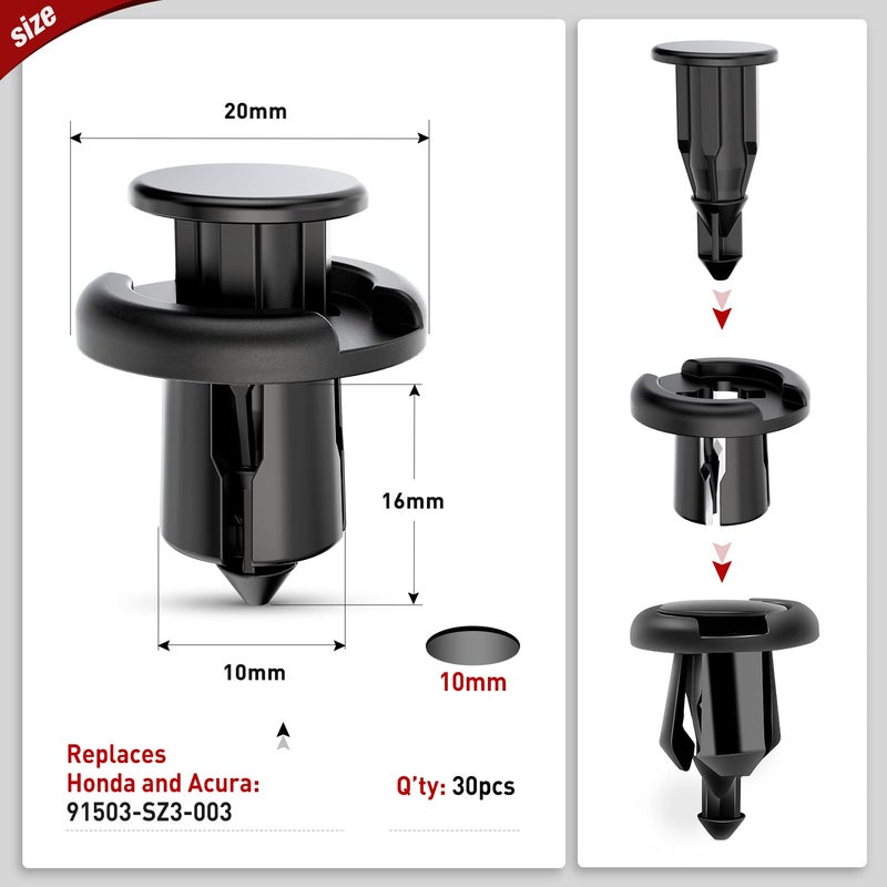 Nilight 100PCS Car Retainer Clips 7mm 8mm 10mm Nylon Push Expansion Screws Replacement Kit,Bumper Fastener Rivet Clips for Honda,Acura, GM,Ford,Chrysler 2 Years Warranty - Image 4