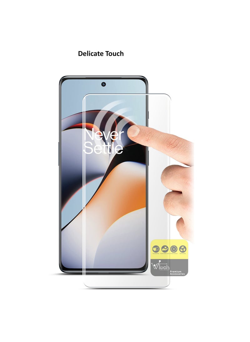 Wtech - OnePlus 11R 5G 2023 - Premium Curved Edges UV Full Glue Full Cover Tempered Glass Screen Protector (MSGUCN) - Clear - Image 1
