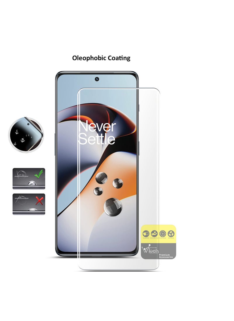 Wtech - OnePlus 11R 5G 2023 - Premium Curved Edges UV Full Glue Full Cover Tempered Glass Screen Protector (MSGUCN) - Clear - Image 1