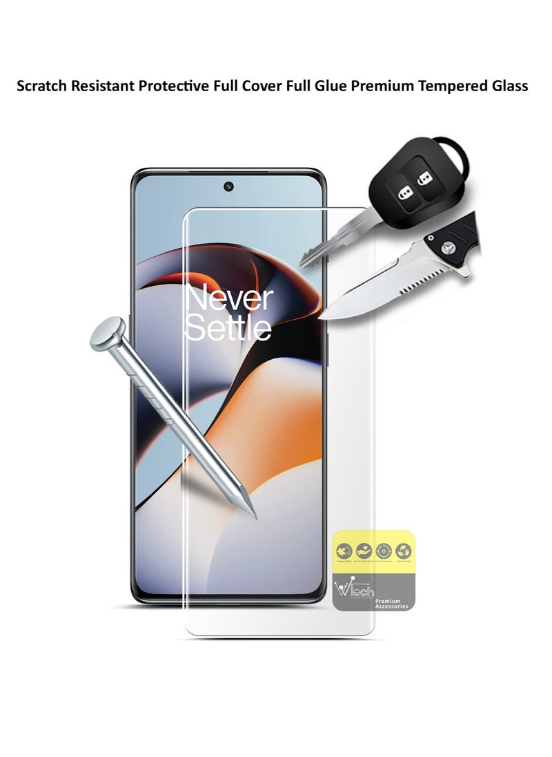 Wtech - OnePlus 11R 5G 2023 - Premium Curved Edges UV Full Glue Full Cover Tempered Glass Screen Protector (MSGUCN) - Clear - Image 1