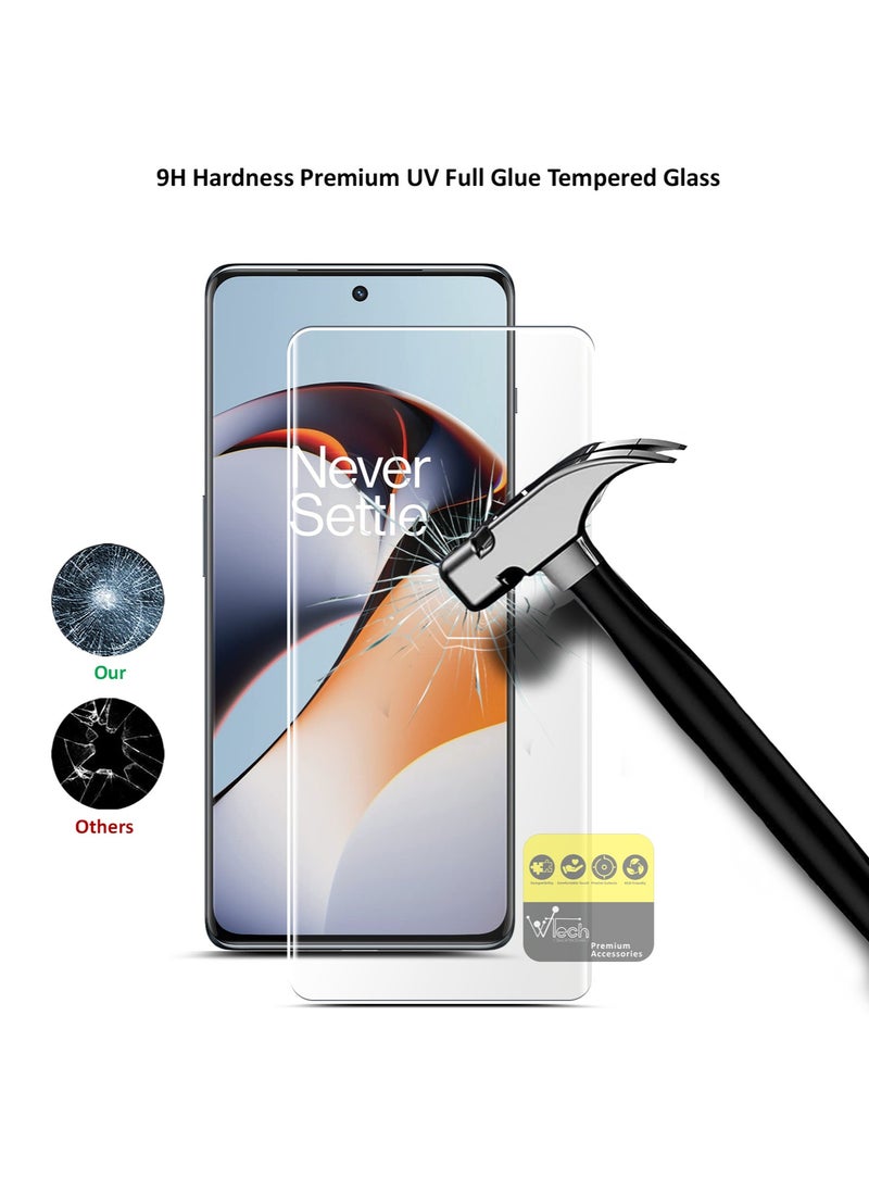 Wtech - OnePlus 11R 5G 2023 - Premium Curved Edges UV Full Glue Full Cover Tempered Glass Screen Protector (MSGUCN) - Clear - Image 1