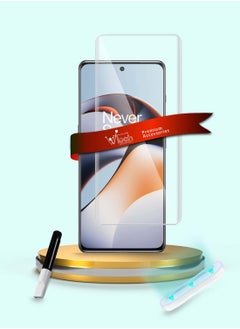 OnePlus 11R 5G 2023 - Premium Curved Edges UV Full Glue Full Cover Tempered Glass Screen Protector (MSGUCN) - Clear