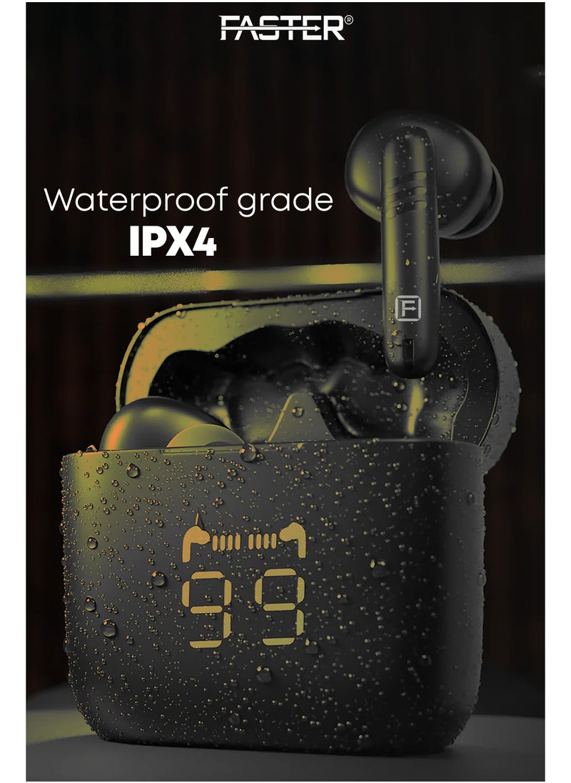 Faster - E20 Pro Wireless Earbuds with Active Noise Cancellation (ANC) - 24 Hours Playtime with Bluetooth 5.3 - HiFi Bass Stereo Sound - Bluetooth Earphones with LED Display Case - IPX4 Waterproof Earbuds - For Exercise, Gym - Compatible with iPhone & Android - Image 1