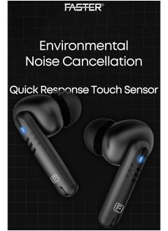 Faster E20 Pro Wireless Earbuds with Active Noise Cancellation (ANC) - 24 Hours Playtime with Bluetooth 5.3 - HiFi Bass Stereo Sound - Bluetooth Earphones with LED Display Case - IPX4 Waterproof Earbuds - For Exercise, Gym - Compatible with iPhone & Android  - Image 3