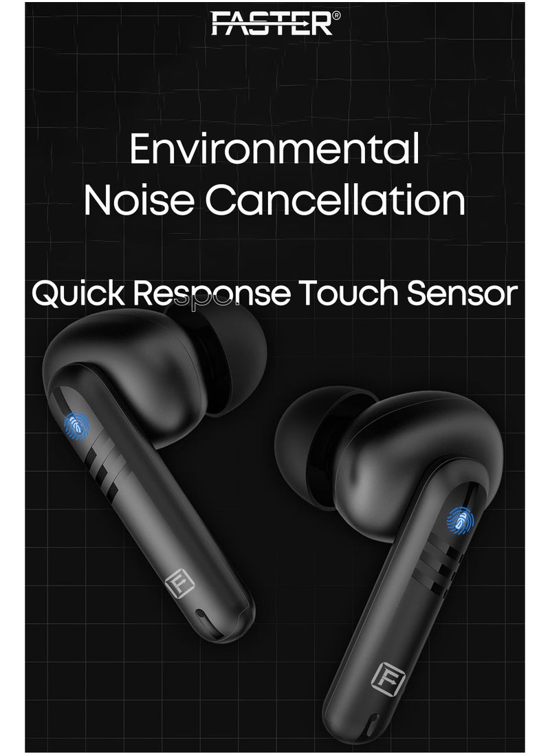 Faster - E20 Pro Wireless Earbuds with Active Noise Cancellation (ANC) - 24 Hours Playtime with Bluetooth 5.3 - HiFi Bass Stereo Sound - Bluetooth Earphones with LED Display Case - IPX4 Waterproof Earbuds - For Exercise, Gym - Compatible with iPhone & Android - Image 1