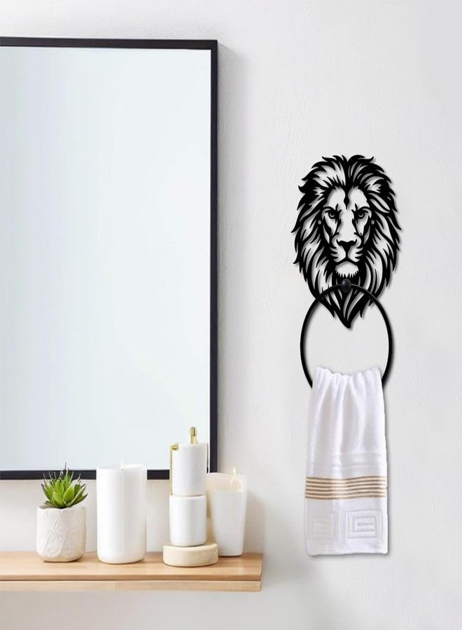 MAYJOYDIY Lion Head Metal Towel Ring, Forest Animal Black Hand Towel Holder, Majestic Wildlife Mane Hanging Ring Wall Mounted Bathroom Accessories for Bathroom Kitchen Home Decoration Gift - Image 5