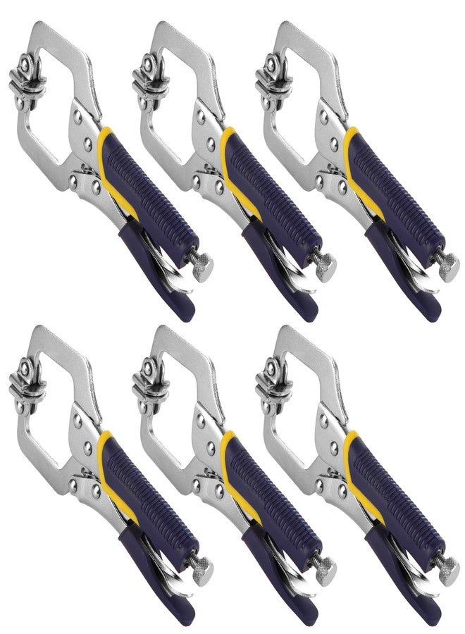 SENENQU 6 Pack 6 Inch Locking C Clamp, Locking Pliers Adjustable Welding Clamp with Regular Tip and Swivel Pad for Shop Home Farm and Auto Workshop Woodworking, Cabinetry, Repair - Image 1