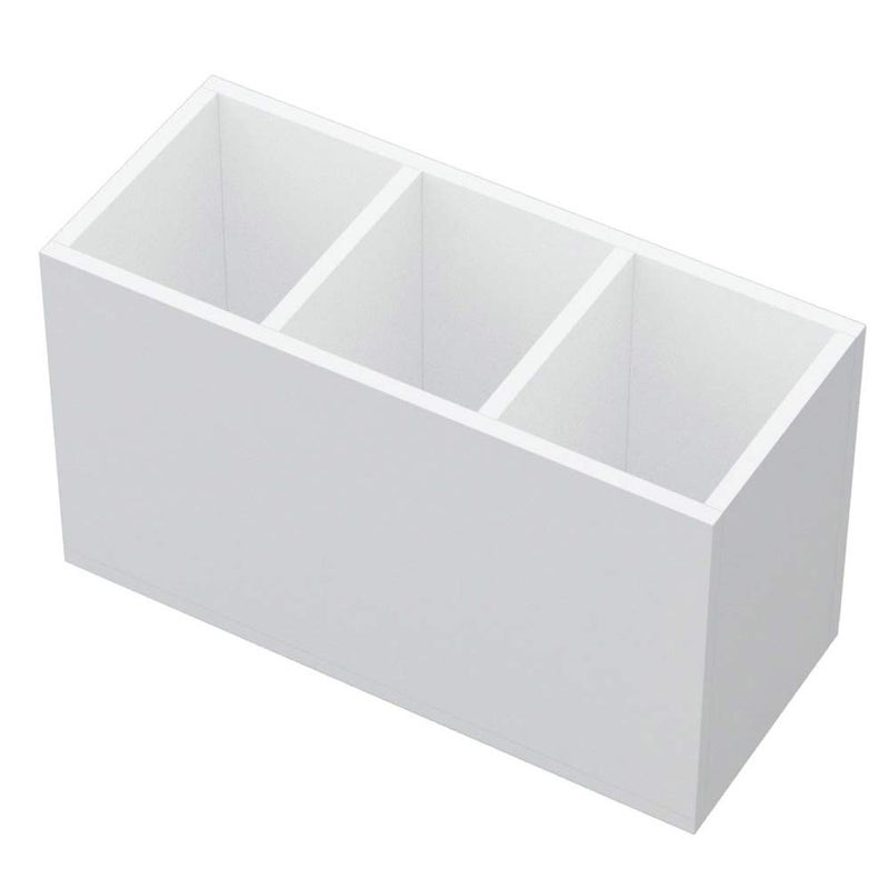 NIUBEE Acrylic Pen Holder 3 Compartments, White Pencil Organizer Cup for Countertop Desk Accessory Storage - Image 1