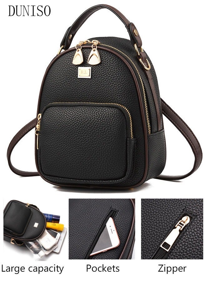 DUNISO Anti Theft Mini Backpack Purse for Women with Adjustable Shoulder Straps Cute Leather Backpack Bag Mini Daypack with Multiple Zipper Pockets - Image 2