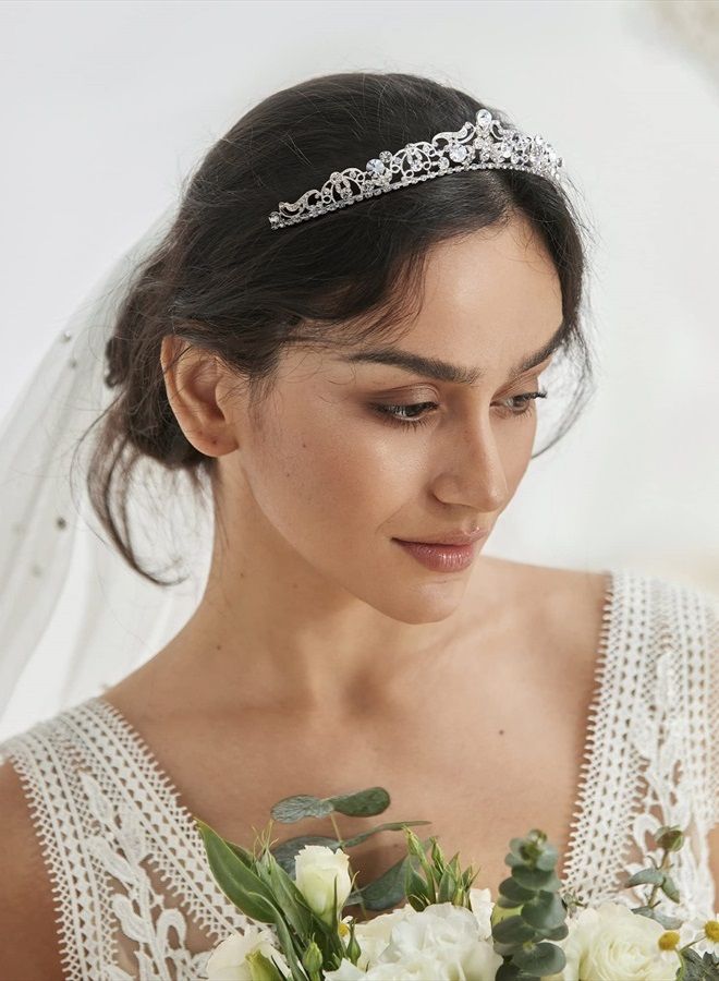 SWEETV Silver Wedding Tiaras and Crowns with Comb, Rhinestone Bridal Crown Princess Tiara Headpieces for Women and Flower Girls - Image 4