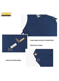 يانيك مريلة الشيف YANEK من القماش القطني ذات الظهر المتقاطع قابلة للتعديل مع 3 جيوب مقاومة لقطرات الماء | للشيف، والرسم الفني، والخباز، والباريستا، والنادل، والمطاعم، ومآزر الشواء للجنسين  - Image 2