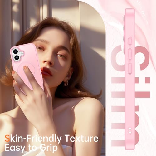 YINLAI for iPhone 17 Case 6.3-inch,Magnetic Compatible with MagSafe, Slim Matte Anti-Fingerprint, Shockproof Full Body Military Grade Protection for iPhone 17 Cover, Light Pink - Image 5
