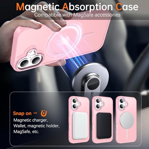 YINLAI for iPhone 17 Case 6.3-inch,Magnetic Compatible with MagSafe, Slim Matte Anti-Fingerprint, Shockproof Full Body Military Grade Protection for iPhone 17 Cover, Light Pink - Image 3