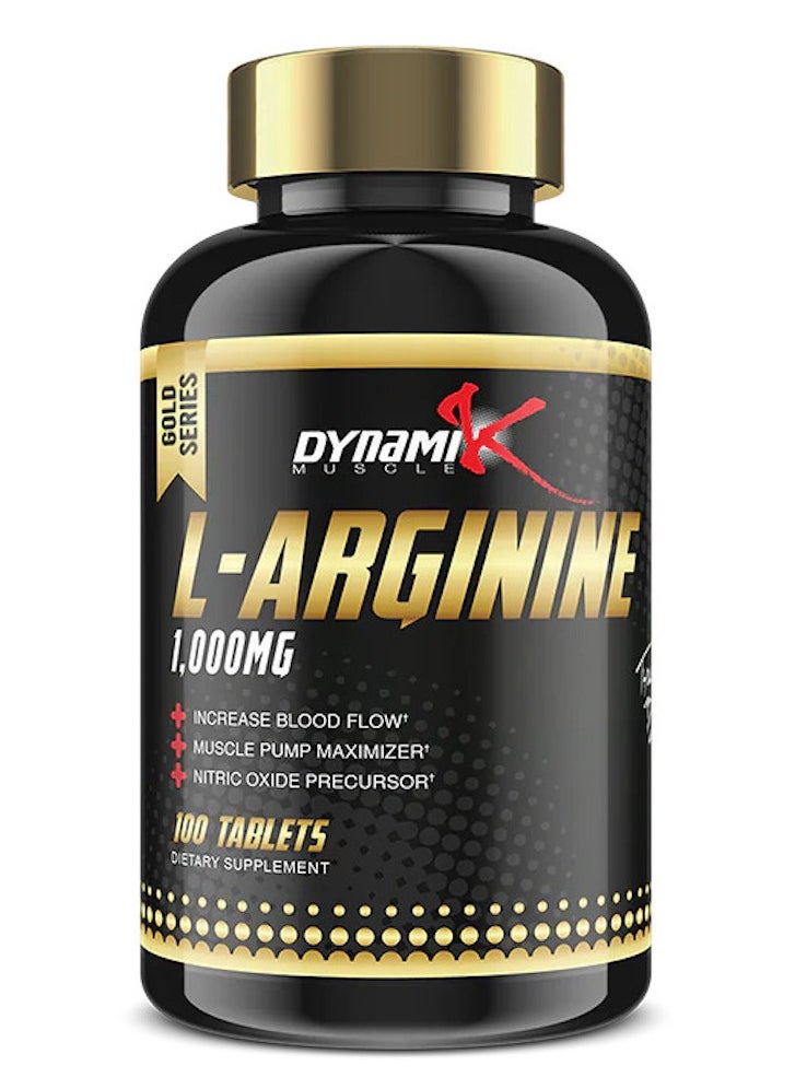 DYNAMIK MUSCLE L-Arginine 1000mg Gold Series 100 Tablets, Supports Blood Flow & Nitric Oxide Production, Enhances Athletic Performance, Boosts Endurance & Recovery 