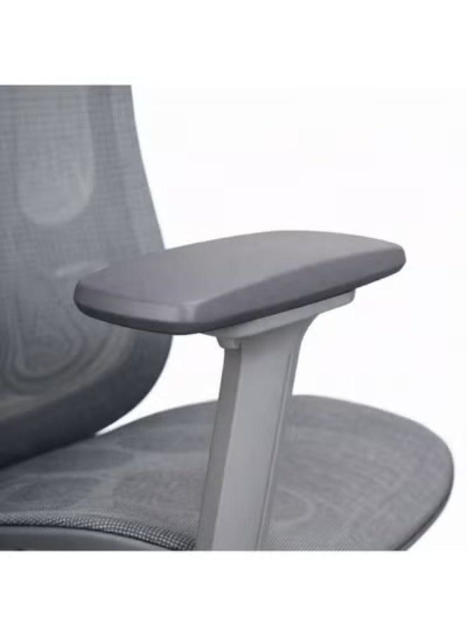 FURALUX Ergonomic Mesh Office Chair with Adjustable Headrest, Lumbar Support, Multi-Directional 4D Adjustable Armrests, Reclining Backrest & Chrome Base – Grey - Image 5