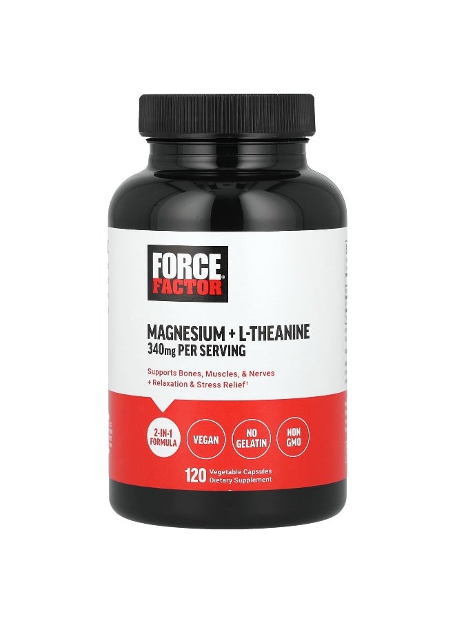 Force Factor Force Factor, Magnesium + L-Theanine, 120 Vegetable Capsules  - Image 1