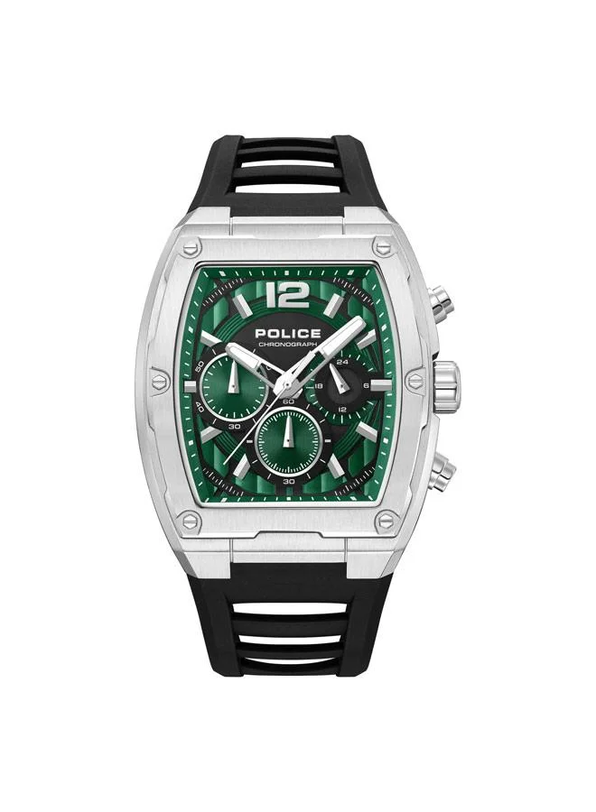 بوليس Creed Green Dial Silicone Strap Chronograph Watch for Men, 42mm
