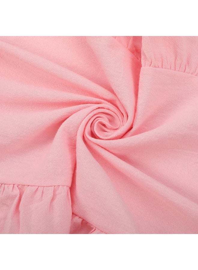 Oudain Pink Ruffle Table Runner Cotton Fabric 118 x 13.8'' Farmhouse Rustic Ruffled Edge Table Runner Wedding Decor for Christmas Holiday Baby Shower Bridal Shower Party - Image 2