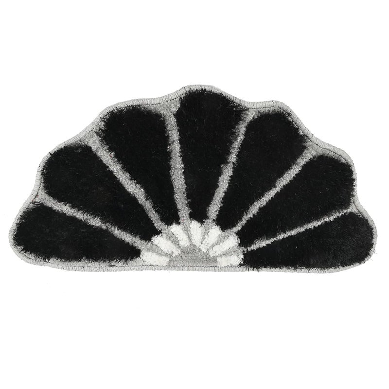 BLOSBOON BEDDINGS BLOSBOON BEDDINGS Super Ultra Soft Shaggy Anti Slip Half Sun Flower Door Mat Size 16x32 Inch Black Half Sun Flower Mat  - Image 2