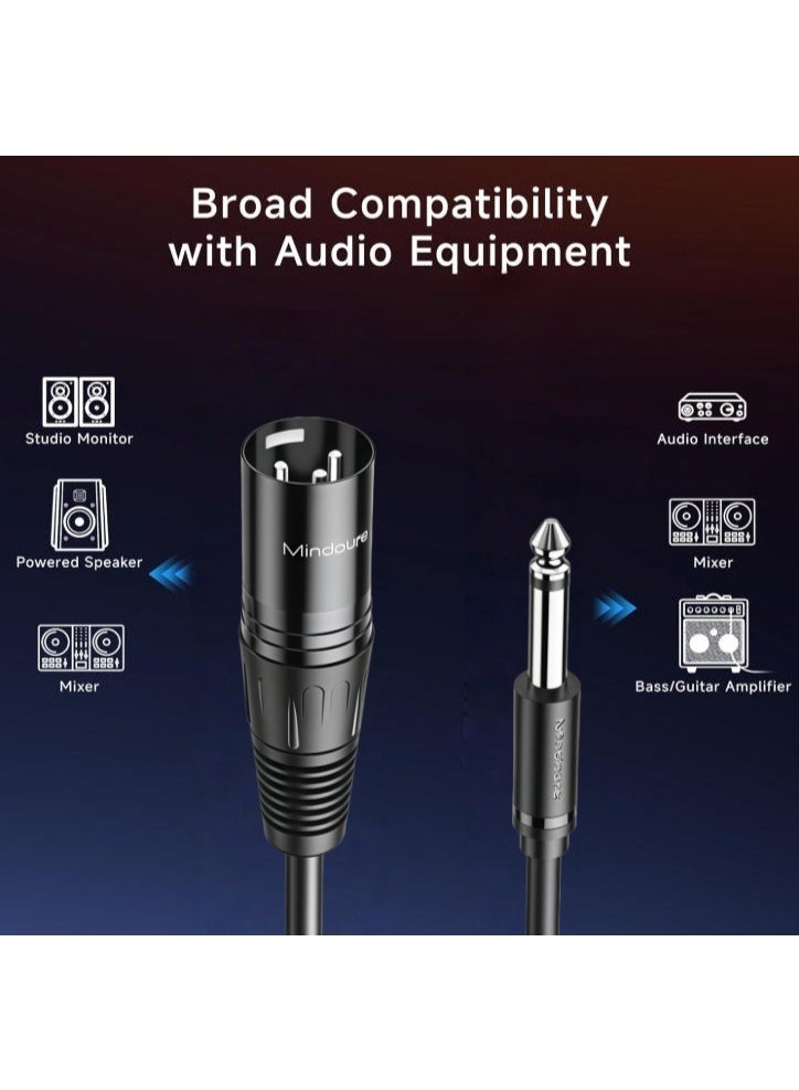 Mindpure 6.35mm(1/4 Inch)Short TRS to XLR Cable-4.92ft,Male to Male XLR to TRS Cable,Black - Image 3