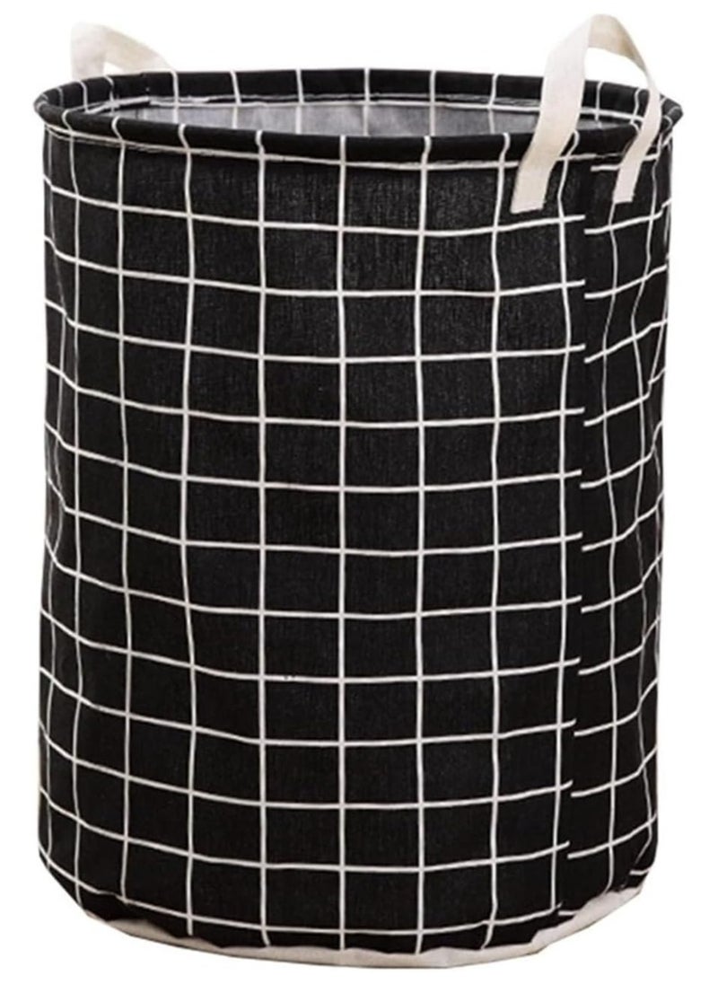 TYCOM Large Laundry Basket Canvas Storage Bins Baby Nursery Hamper for Boys and Girls Toy Box Gift Baskets for Home,Office,Home Decor - Square Black 