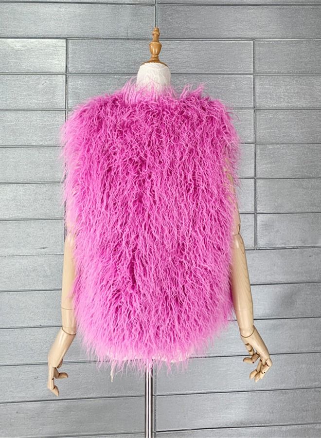 Loquat Women's Warm Faux Fur Vest Pink - Image 2
