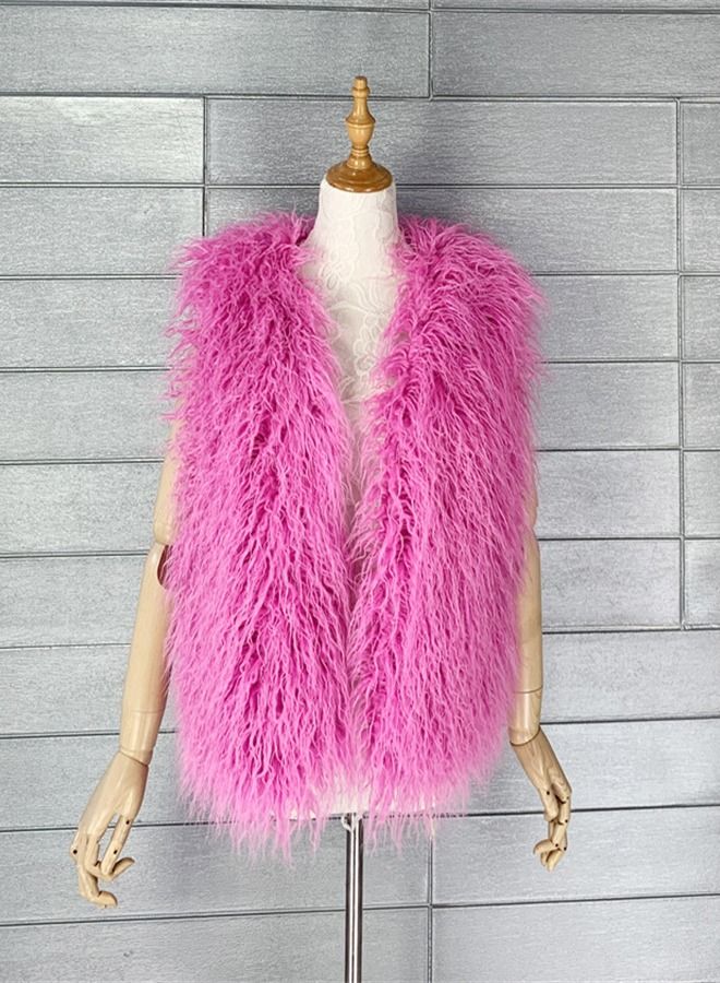Loquat Women's Warm Faux Fur Vest Pink - Image 1