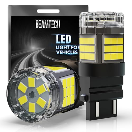 BEAMTECH Upgraded 3157 3156 LED Bulbs Reverse Lights Buildin CANBUS 6500K White Super Bright for 3056 4157 4057 3457 Tail Lights Brake Parking Signal Back Up Lights Pack of 2 - Image 1
